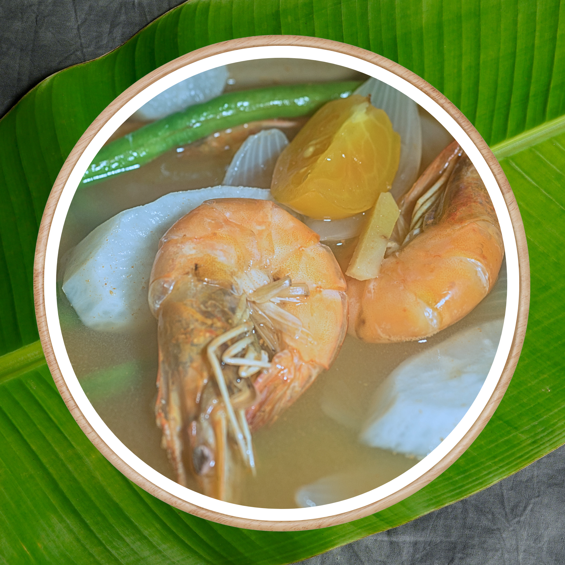 Sinigang na Hipon - Filipino tamarind-based shrimp soup with vegetables